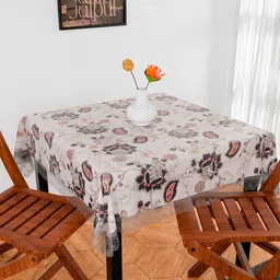 Aura Black & White 3D Gulab Anti-Skid Rectangle 4 Seater Table Cover-picture-4