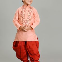 Cae Boys Embroidered Regular Dupion Silk Kurta with Patiala-72
