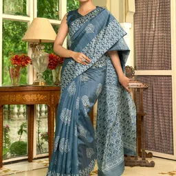 Saree mall Bagh Art Silk Block Print Sarees-0