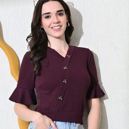 IUGA Women Bell Sleeve Tube Crop Top-image-52