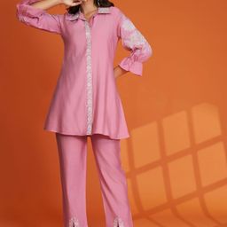 Kaftanize Embroidered Top With Trousers Co-Ord-picture-22