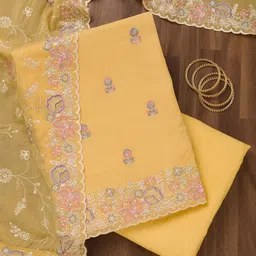 Koskii Floral Embroidered Thread Work Unstitched Dress Material-image-81