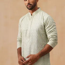 Jompers Geometric Embroidered Mandarin Collar Chikankari Straight Kurta-image-93