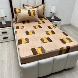 Pure Decor Lounge Fur Brown Printed 300 TC Pure Cotton Single Bedsheet Set 2.36 m x 1.73 m-image-87
