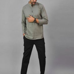 Anouk Rustic Men Cotton Mandarin Collar Neck Straight Short Kurta-picture-8