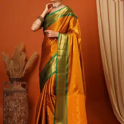 SILKWEAR Woven Design Checked Print Zari Paithani Saree-picture-40