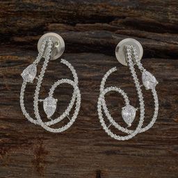 Kushal's Fashion Jewellery Rhodium-Plated Zircon Geometric Studs Earrings-image-51