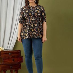 CORSICA Women Floral Printed Mandarin Collar Cotton Top-picture-40