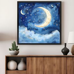 999Store Blue & Beige Dreamy Night Sky Canvas Wall Art-image-116