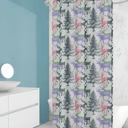 ArtzFolio White & Grey Printed Waterproof Shower Curtains-image-94