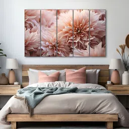 The Castle Decor White & Brown 5 Pieces Wooden Floral Wall Art-picture-13