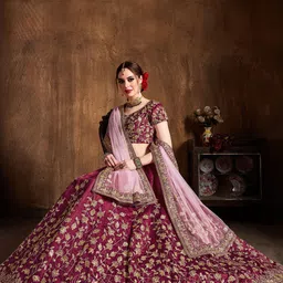 FABPIXEL Embroidered Sequinned Semi-Stitched Lehenga & Unstitched Blouse With Dupatta image 3