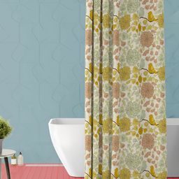 ArtzFolio Green & Yellow Floral Printed Waterproof Shower Curtain-image-73