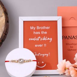 PANASH Gold-Plated Rakhi With Photo Frame & Roli Chawal-image-26