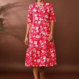 Jaipur Kurti Floral Printed A-Line Ethnic Dress-picture-16