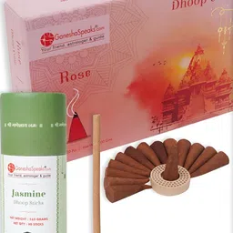 GaneshaSpeaks 15-Pcs Brown Rose Dhoop Cones & Jasmine Dhoop Stick, Incense Stick-image-60