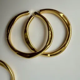 D MAK Set Of 2 Gold-Plated Hammered Bangle-6