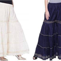 Pack of 2 Women Regular Fit White, Blue Viscose Rayon Trousers-image-46