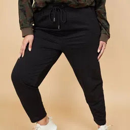 max Plus Size Women Solid Grey, Black Track Pants-picture-21