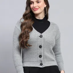 Monte Carlo Women Cable Knit Woollen Crop Cardigan-picture-36