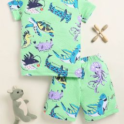YK Girls Conversational Printed Round Neck T-shirt With Shorts-image-90