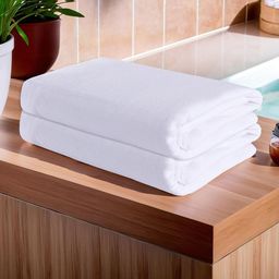 Aura White 2 Pieces Cotton 350 GSM Bath Towels-image-16