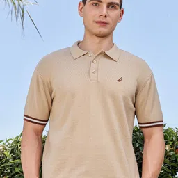 Nautica Men Solid Polo Collar Cotton T-shirt-image-94
