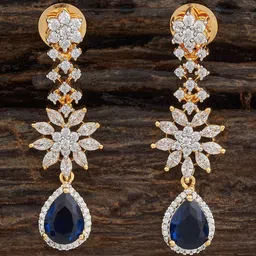 Kushal's Fashion Jewellery Rhodium-Plated Zircon Studded Floral Shaped Drop Earrings-40