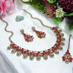 VATSALYA creation Gold-Plated Artificial Stones Alloy Jewellery Set-image-16