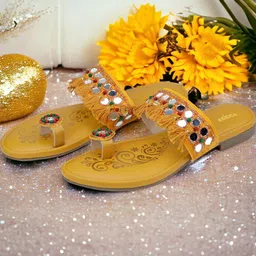 Designer Mirror Work Flats for Women-picture-12