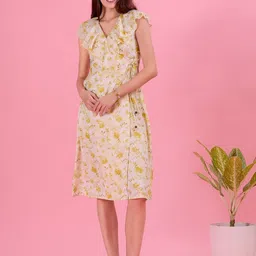 Amarasha Floral Print Georgette A-Line Dress-image-41