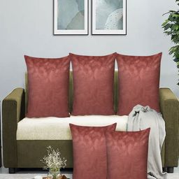 RRC Coral Set of 5 Velvet Square Cushion Covers-1