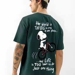 ANGERHOOD Graphic Snoopy Printed Drop-Shoulder Sleeves Oversized Cotton T-shirt-picture-23