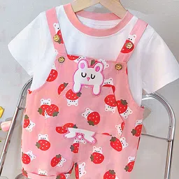 LULU & SKY Printed Dungaree With T-Shirt-17