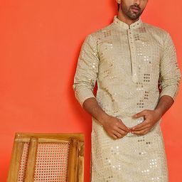 Jompers Men Geometric Embroidered Sequinned Kurta-picture-19
