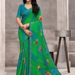 KALINI Floral Poly Chiffon Saree-image-80