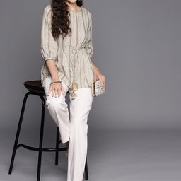 Anouk Women Print Waist Tie-Ups Cuffed Sleeves Top-image-99