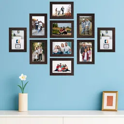Kuber Industries Brown & Black 10 Pieces Wall Photo Frames-61