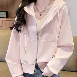 JC Mode Women Hooded Front-Open Sweatshirt-image-66