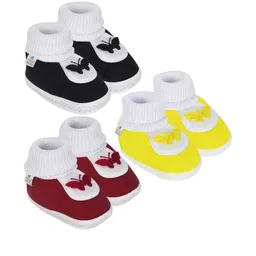 NESKA MODA 12 To 18 Month Non Slip Infants Pack of 3 Pair Cotton Butterfly Baby Booties-image-51