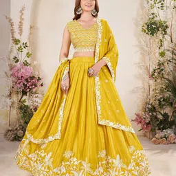 SHOPGARB Embroidered Semi-Stitched Lehenga & Unstitched Blouse With Dupatta-37