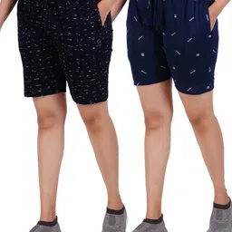 GUIDE Women Pack Of 2 Cotton Mid-Rise Printed Shorts-image-90
