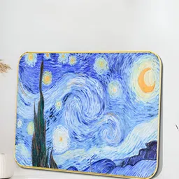 SAF Blue & Black Starry Night Abstract Wooden Wall Art-picture-29