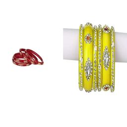 SOMIL Set of 10 Red Alloy Bangles-image-62
