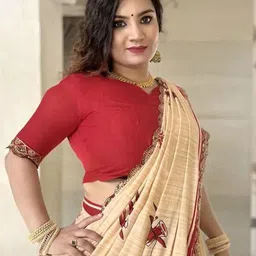 JAINICA Floral Pure Cotton Saree-image-36
