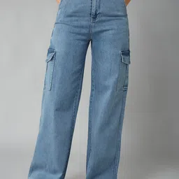 DOLCE CRUDO Women Wide Leg Heavy Fade Stretchable Jeans-picture-18