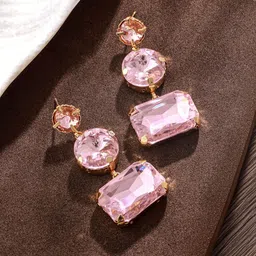 Jazz and Sizzle Gold Plated Artificial Stones Drop Earrings-image-7