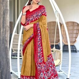 KALINI women Batik soft mulcotton Block Print Saree-15