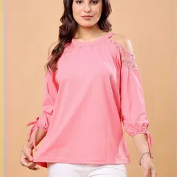 RANGRIWAZ Women Cold-Shoulder Sleeves Cotton Top-picture-31
