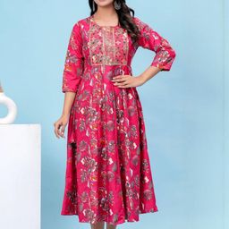 DIZON Women Pink Kurtas-image-121